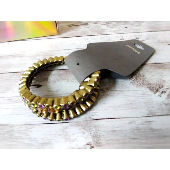 NWT Express Green Purple Brown Rhinestone Bracelet - Picture 8 of 8